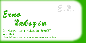 erno makszim business card